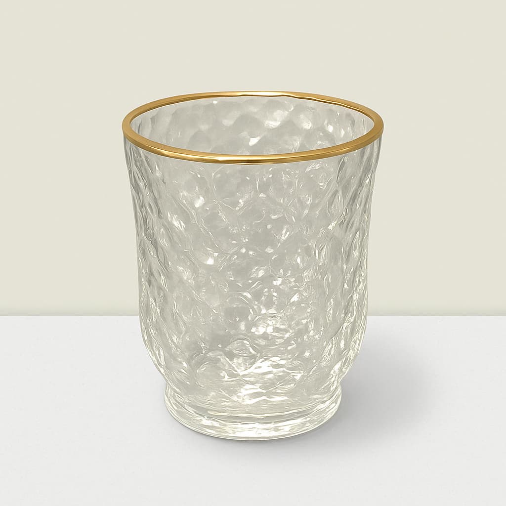 Rajasi  Glass Clear & GLD votive 4.5″Hx3.5″D