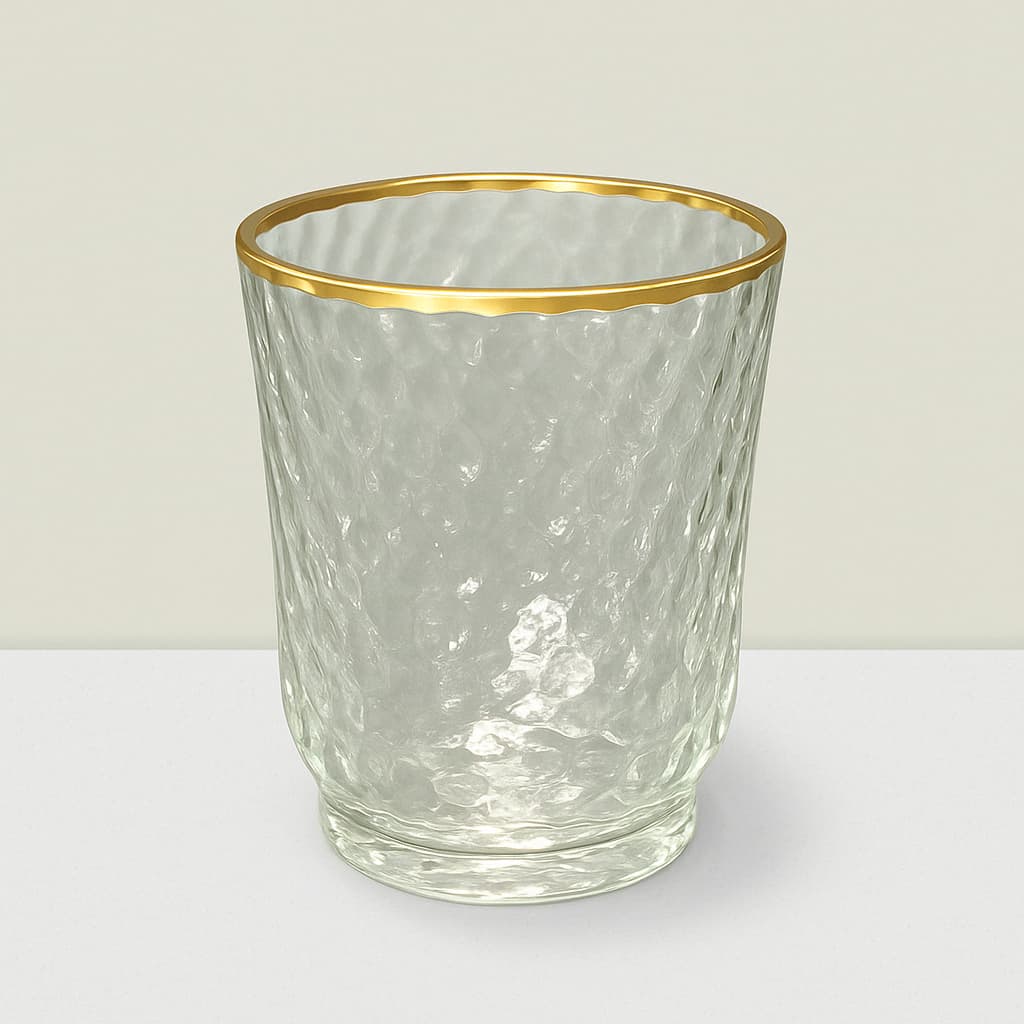 Rajasi  Glass Clear & GLD votive 4.5″Hx3.5″D