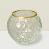 Rajasi  Glass Clear & GLD votive 4″Hx4″