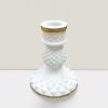 Elegant 4-Inch White & Gold Candle Stand - Modern Home Decor Accessory Rajasi Glass Clear & GLD C/S 4″Hx3″W