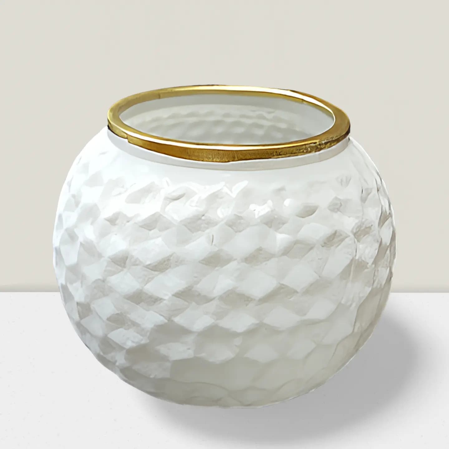 5-Inch White & Gold Votive Candle Holder - Elegant Decor for Events Rajasi Glass Clear & GLD ball vase 5″DX5″H