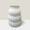 Ujaala 8” White & Gold Vase - Elegant Home Decor for Modern Centerpieces Rajasi Glass Clear & GLD vase 8″HX6″Wx3.5″Top
