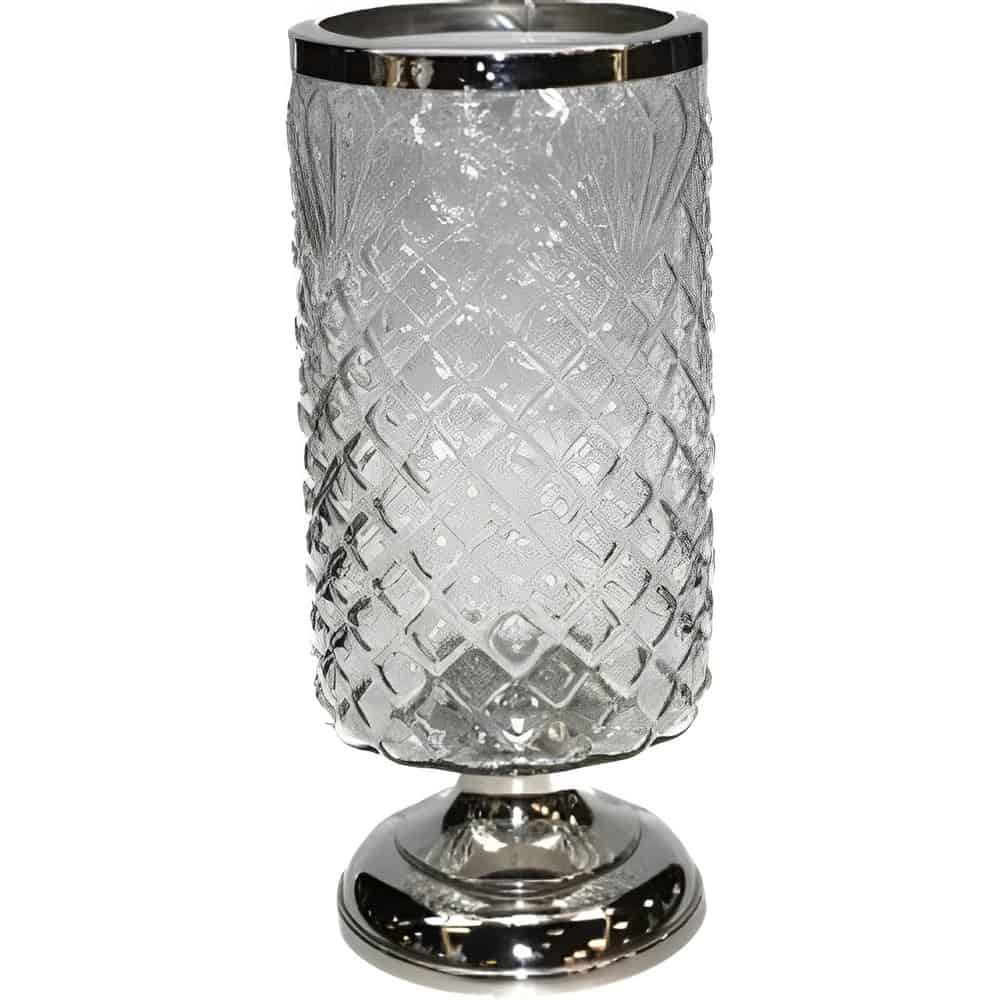 Alankar Collection Embossed Footed Urns With SilverRims 10″x5″