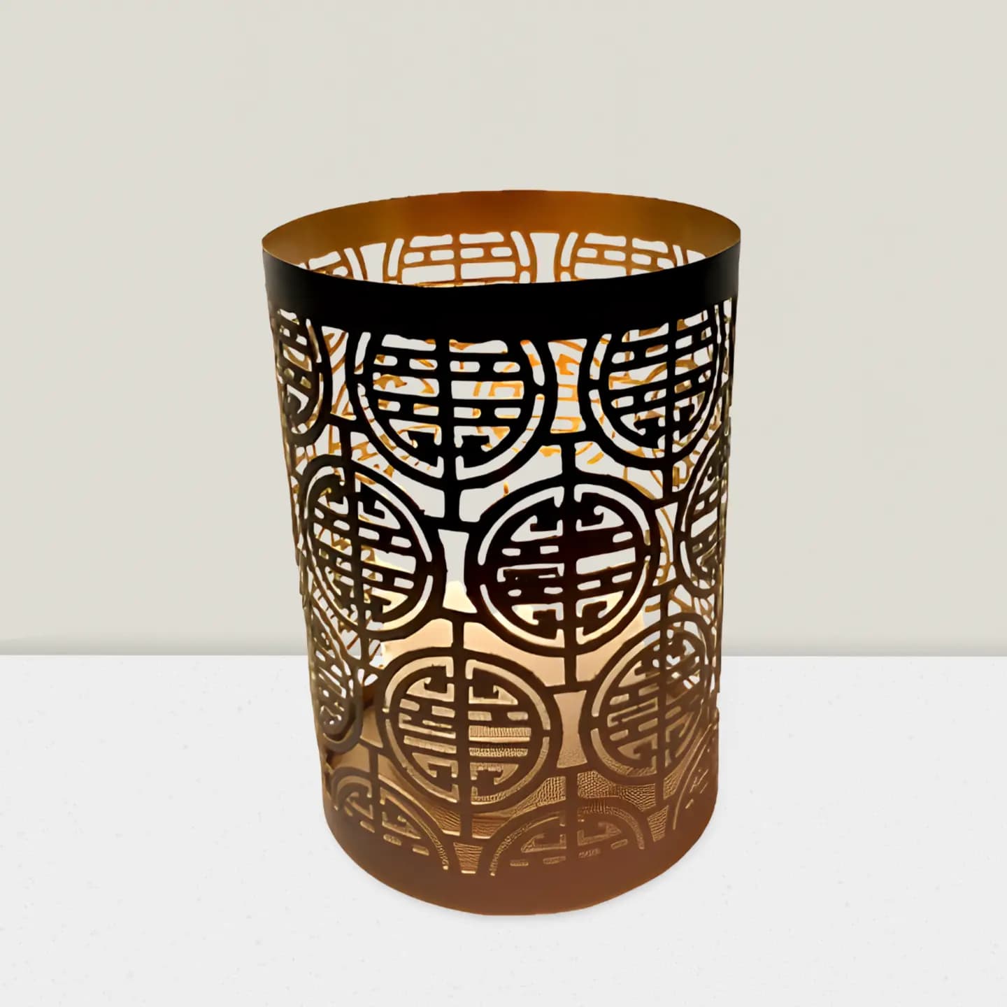 Windsor collection Iron Black & Gold votive 4″Hx3″D