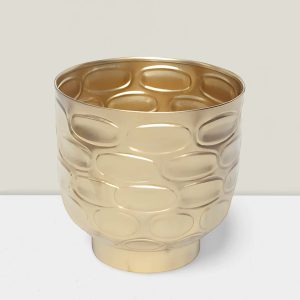 Gold embsd planter  7″ HX7″ D Pk of 2