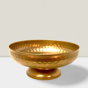 Gold pedestal iron bowl 12″Dx5″H Pk of 2