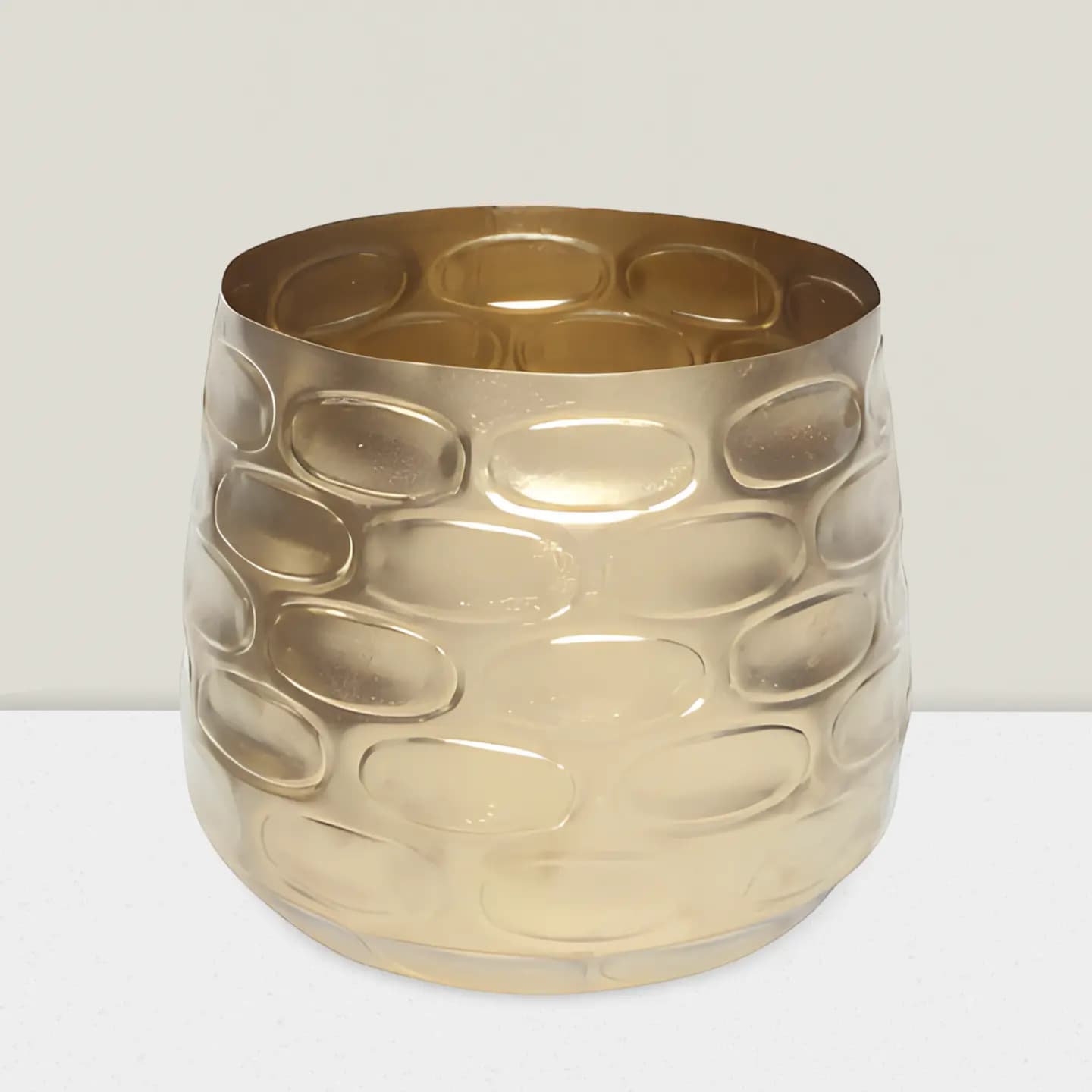 Elegant 8" Gold Embossed Planter - Decorative Indoor/Outdoor Pot Gold embsd planter 5.5″ HX5″x7″W Bottom
