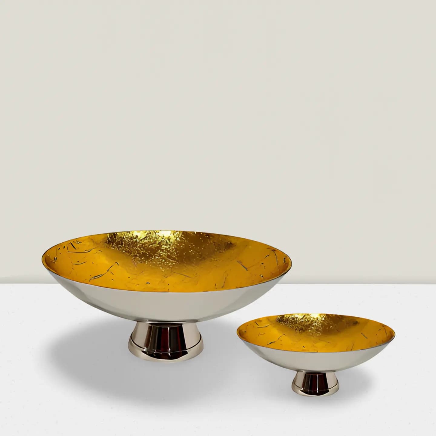 Marcus  Aluminum & Gold pedstl bowl 8″Dx3.5″H Pk of  6